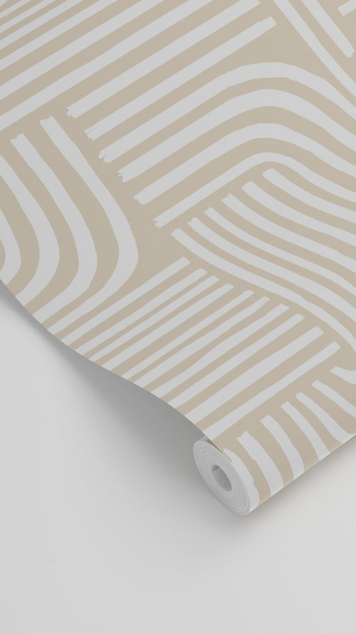 ESTAhome behang grafisch 3D motief zand beige - 53 cm x 10.05 m - 139935