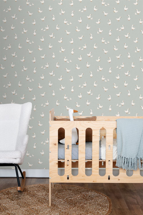 ESTAhome behang schattige ganzen blauw - 50 x 900 cm - 132187