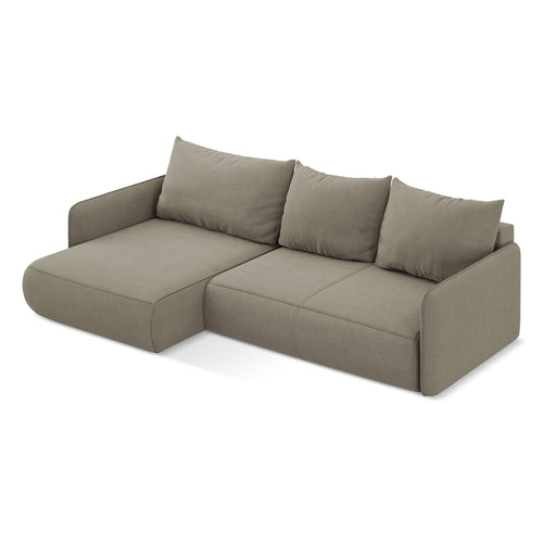 LaMiaSofa hoekbank links Palermo - textuurstof - donkerbeige - 240x148x86