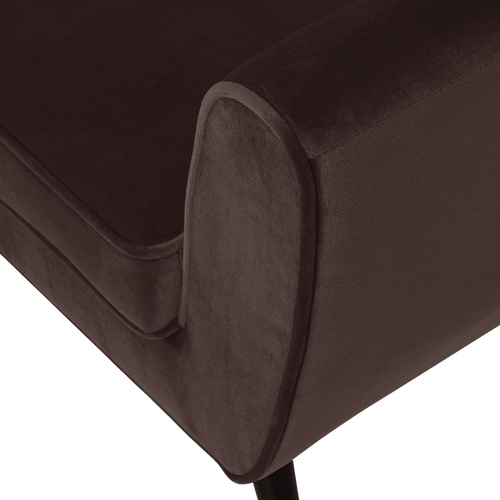 WOOOD fauteuil Rocco - Velvet - Donkerbruin - 75x92x81