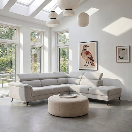 Furnhouse chaise longue bank rechts Betis - Grijs - Stof - 95x290x90