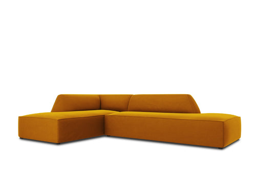 Micadoni linker hoekbank Ruby 4-zits, flueel, geel - 180x273x69cm