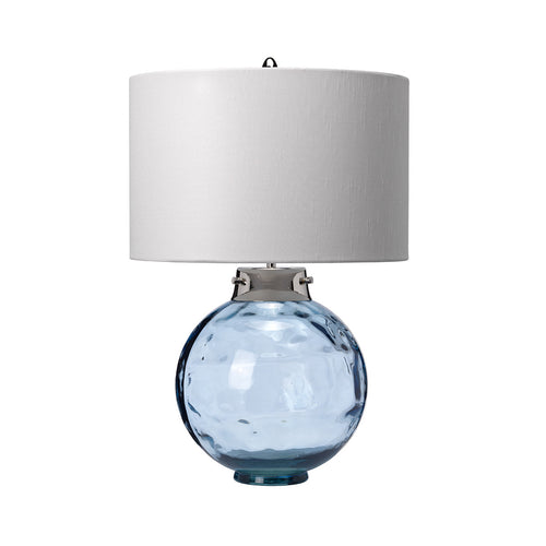 Kara tafellamp, blauw, lampenkap van imitatiezijde