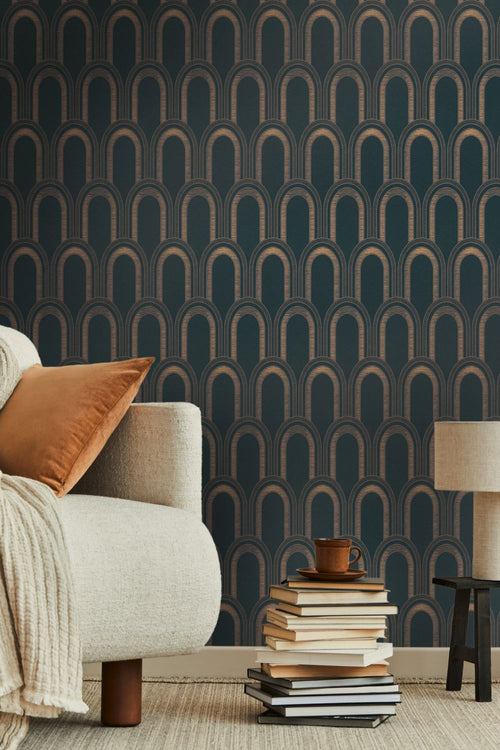 Livingwalls behang art deco motief zwart, beige, goud en metallic - 53 cm x 10.05 m - AS-391762 - vtwonen shop