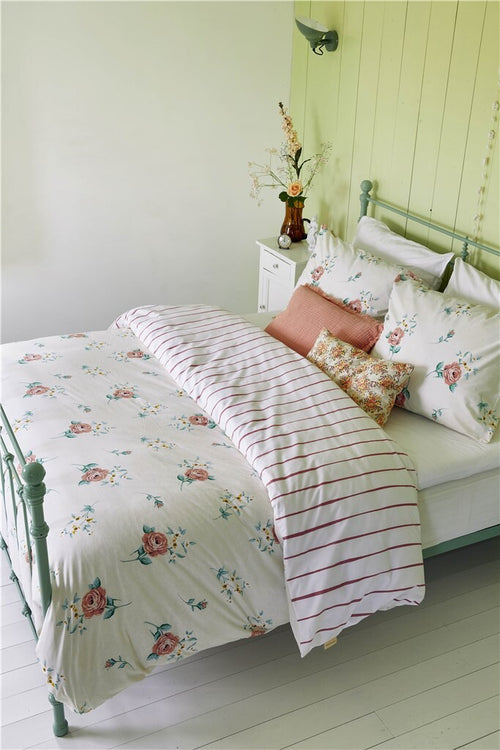 Walra - Dekbedovertrek Red Roses - 240x220 cm - Off White