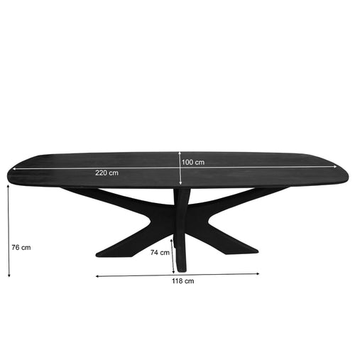Brix eetkamertafel Montreaux - zwart - mangohout - 220cm