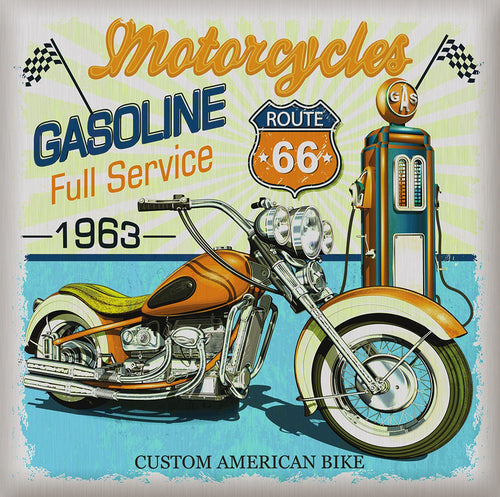 Sanders & Sanders muursticker vintage motor blauw, oranje en geel - 30 x 30 cm - 600332