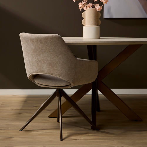 StarFurn Eetkamerstoel Daisy - Beige Stof - Draaibaar - vtwonen shop