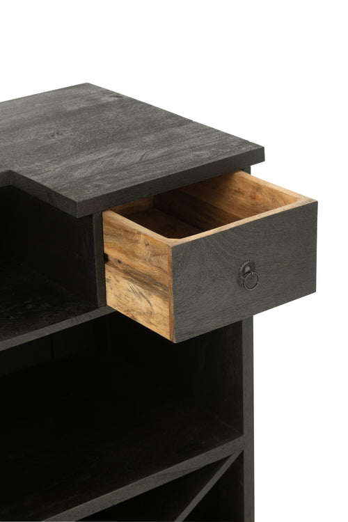 J-Line barkast 2 Lades - mango hout - zwart