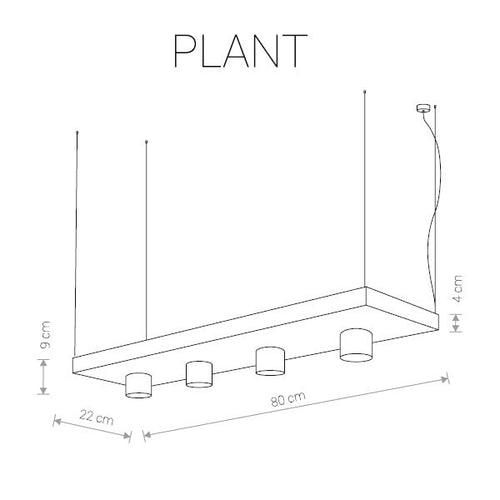 Nowodvorski hanglamp Plant - 4 lichts - 80  x 150   cm - zwart - vtwonen shop