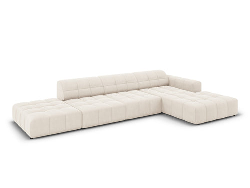 Cosmopolitan Design rechter hoekbank Chicago 5-zits, flueel lichtbeige - 167x348x78cm