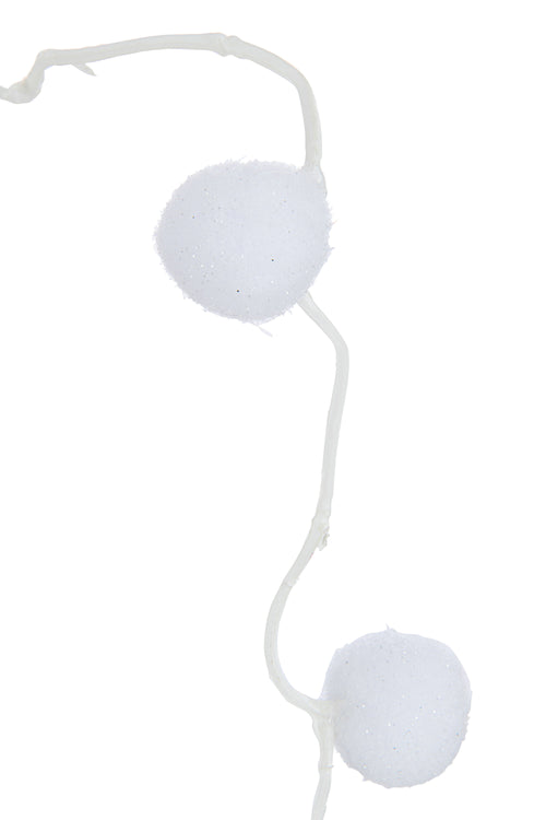 J-Line decoratie tak Hangend + Pompons - kunststof - wit - 12 stuks - vtwonen shop