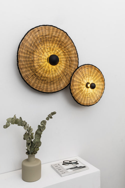 Faro Costas 600 H70 Zwart, rotan wand-/plafondlamp