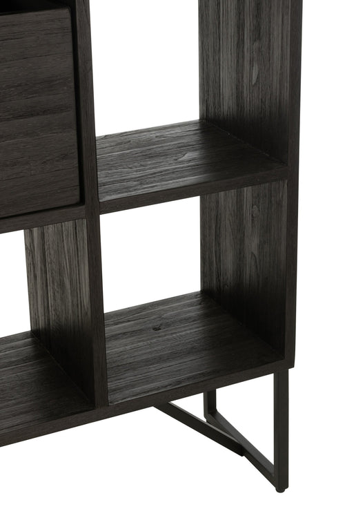 J-Line kast met lades - gerecycleerd hout - zwart