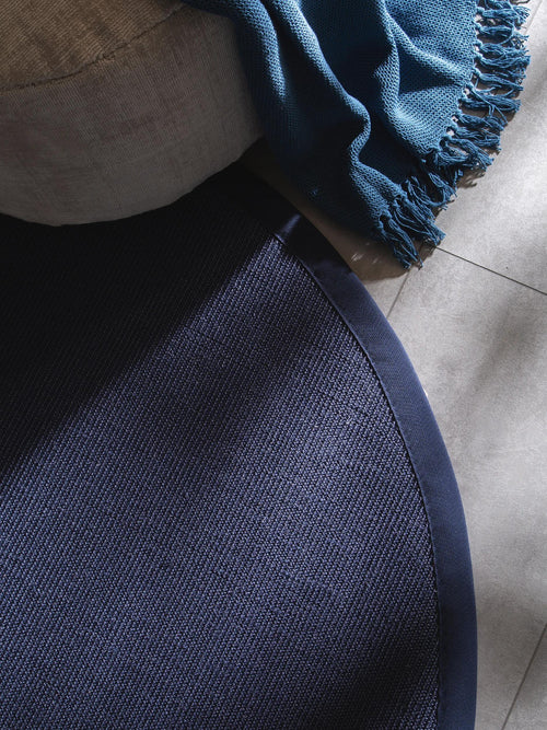 benuta sisal vloerkleed Sana - blauw - ø 150 cm