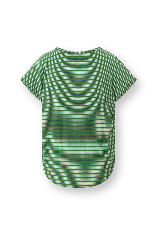 Pip Studio - Tatum Pyjama t-shirt - Korte mouw Dames - Kente Stripe - Groen - S