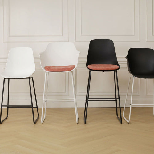 Nolon Nino-Liz Barkruk Wit - Terracotta Kussen - Zwart Frame - 65 cm - vtwonen shop