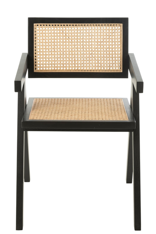 J-Line stoel Rooster - essenhout/rotan - zwart