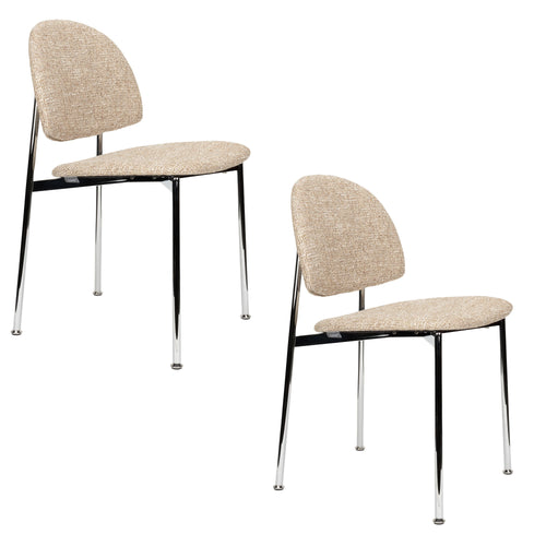 Zuiver Sunrise Eetkamerstoel Chrome/Beige - Set van 2