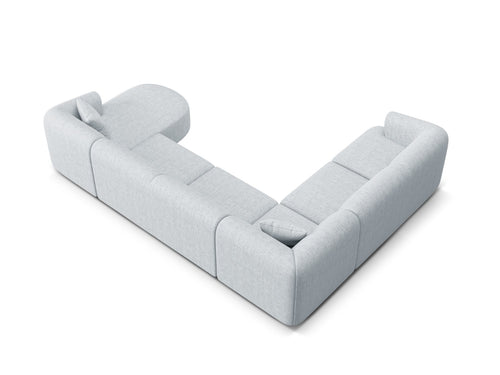 Cosmopolitan Design Modulaire panoramische hoekbank links Campi 7-zits, structurele stof lichtgrijs - 255x330x70cm