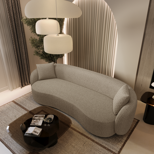 Sia Home - Rechte bank CELINE - Bouclette stof - Beige - 210cm