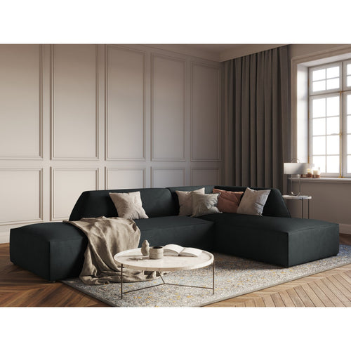 Cosmopolitan Design - Modulaire hoekbank rechts Siena 4-zits, ribfluwelen zwart - 180x273x69cm