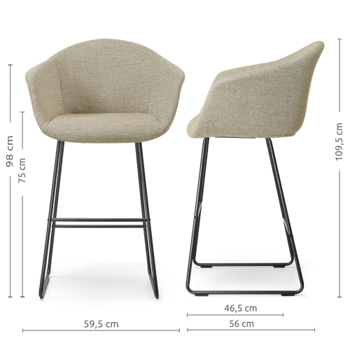 Nolon Nino-Otis barkruk taupe melange - zwart onderstel - 75 cm - vtwonen shop