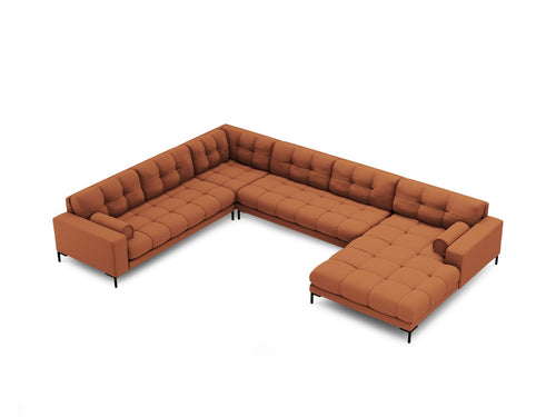 Cosmopolitan Design Panoramische hoekbank links Bali 7-zits, structurele stof, baksteen - 256x327x75cm