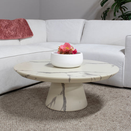 DÉJA Living Salontafel Flen Rond - Marmerlook - 90x90x35cm - vtwonen shop