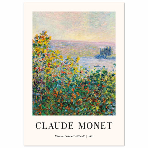 Artfulprints Poster met Lijst Claude Monet - Flower beds at Vétheuil   - 30x40 cm - Meerkleurig