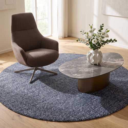 Kare Design Vloerkleed Boucara Ø250cm blauw