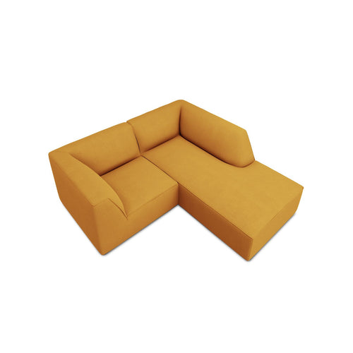 Cosmopolitan Design - Modulaire hoekbank rechts Siena 3-zits, structurele stof geel - 180x186x69cm