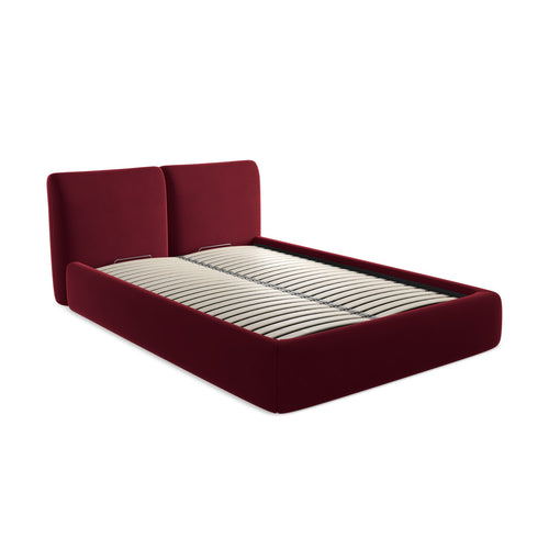 LaMiaSofa Bed met opbergruimte Milano - velours - bourgondië - 160x228x82