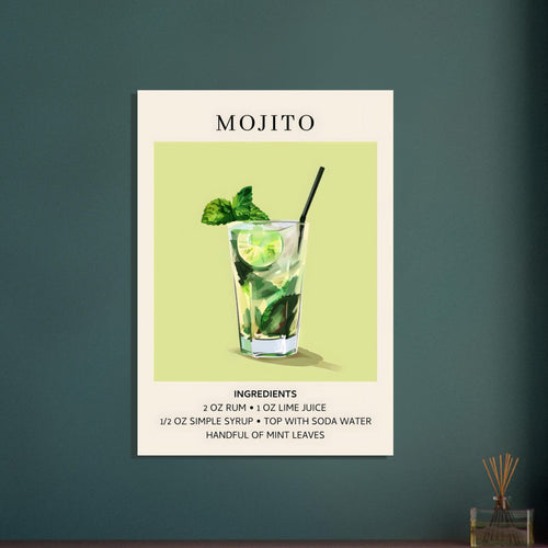 Artfulprints  Mojito cocktail - Ingrediënten   poster 30x40 cm