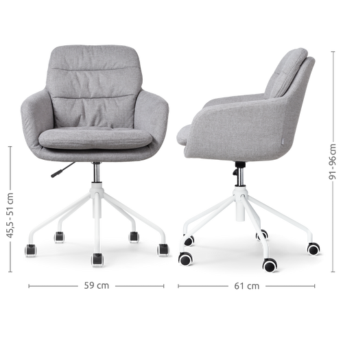 Nolon Nout-Mia Bureaustoelen Set van 2 - Grijs - Wit Onderstel - vtwonen shop