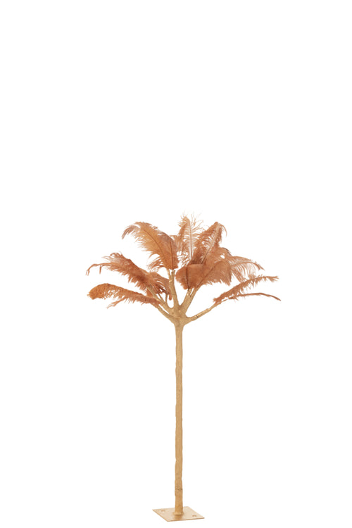 J-Line decoratie Boom pluimen - metaal - goud/oker - small