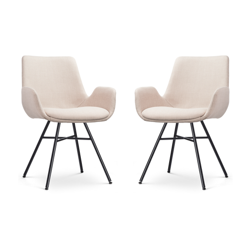 Nolon Noa-Eef Eetkamerstoelen Set van 2 - Beige - Zwarte Poten - vtwonen shop