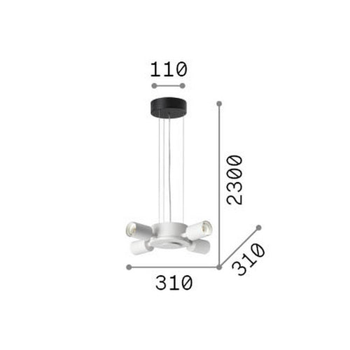Ideal Lux SET UP Hanglamp met meerdere armen, messing, 4x E27