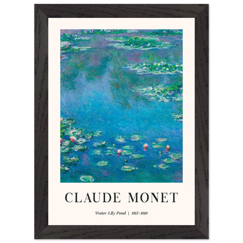 Artfulprints Poster met Lijst Claude Monet - Water lily pond   - A4 21x29.7 cm - Blauw