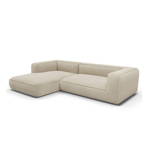 Premium Interiors - Linkerhoekbank SOFIA - kruispatroonweefsel beige 282cm