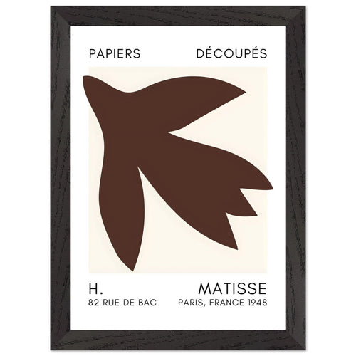 Artfulprints Poster met Lijst Matisse – Shapes in the air brown   - A4 21x29.7 cm - Bruin