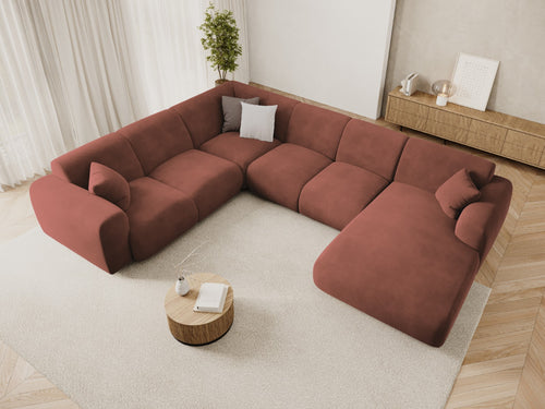 Cosmopolitan Design Panoramische hoekbank links Nolio 6-zits, flueel leer - 252x342x72cm