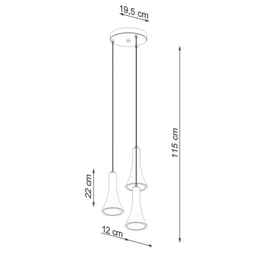 Sollux Lighting Hanglamp REA 3P beton - 27x27x115cm
