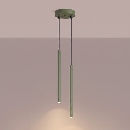 Sollux Lighting Hanglamp ARCHE 2P olijfgroen - 15x15x118cm