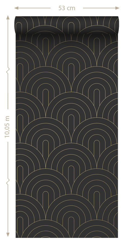 ESTAhome behang art deco motief zwart wit - 53 cm x 10.05 m - 139742