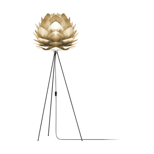 Umage Silvia Medium vloerlamp brushed brass - met tripod zwart - Ø 50 cm - vtwonen shop