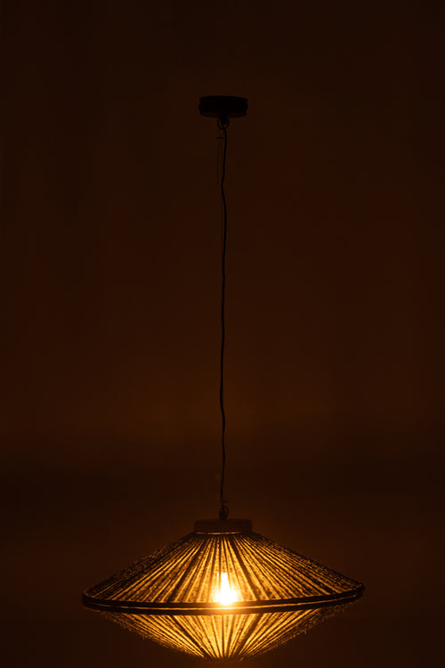 J-Line hanglamp Ovni - ijzer/jute - groen - small