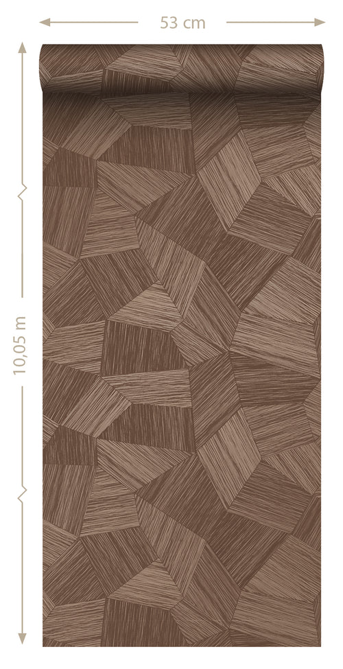 Origin Wallcoverings eco-texture vliesbehang grafisch 3D motief roest bruin - 0.53 x 10.05 m - 347824 - vtwonen shop