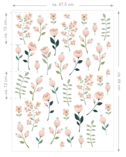 ESTAhome muursticker bloemen wit, roze en groen - 47.5 x 66 cm - 156114 - vtwonen shop