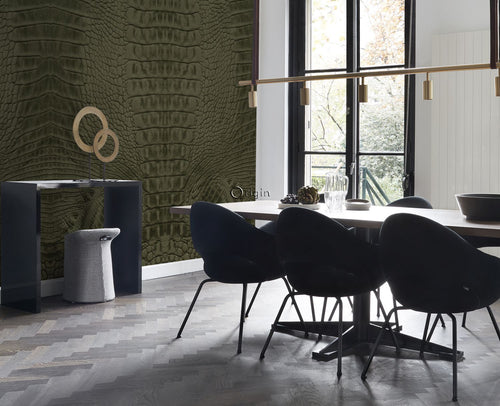 Origin Wallcoverings fotobehang krokodillenhuid mosgroen - 300 x 279 cm - 357246